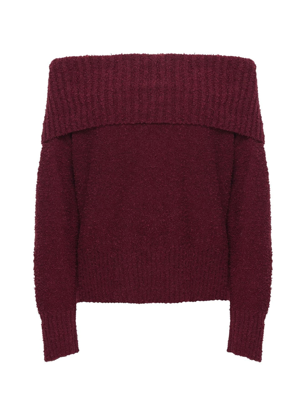 Parkley Boucle Off The Shoulder Sweater Burgundy