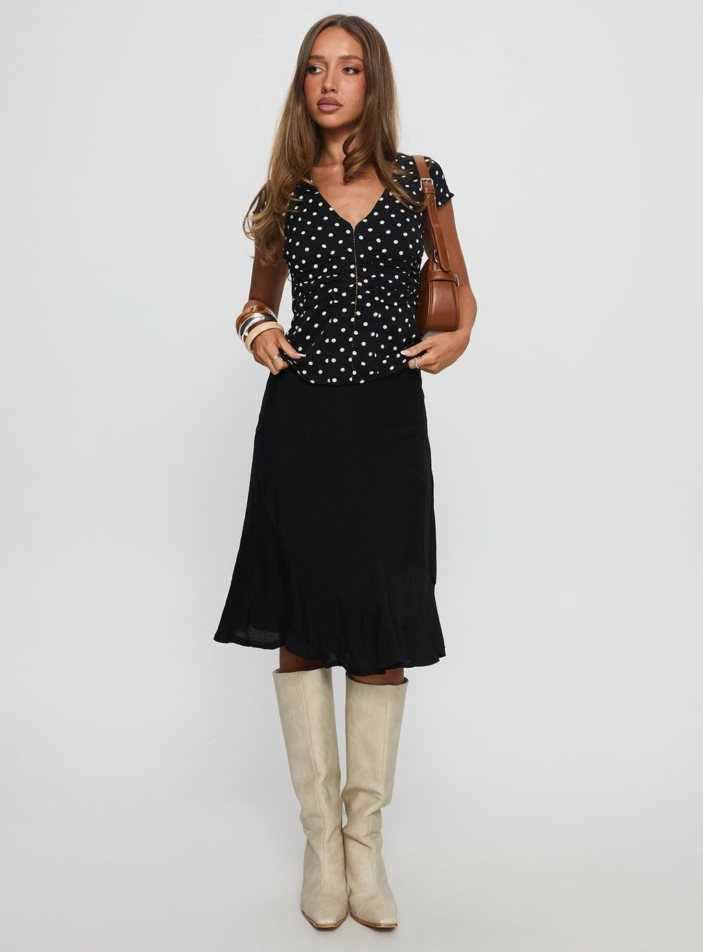 Indulgence Corset Top Black Polka Dot