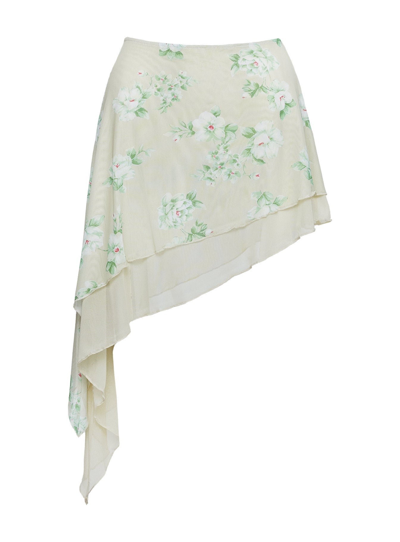 Magnolea Asymmetrical Midi Skirt Green Floral