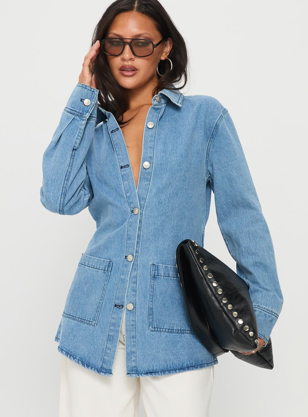Walk Me Home Longline Jacket Blue Denim