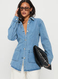 Walk Me Home Longline Jacket Blue Denim