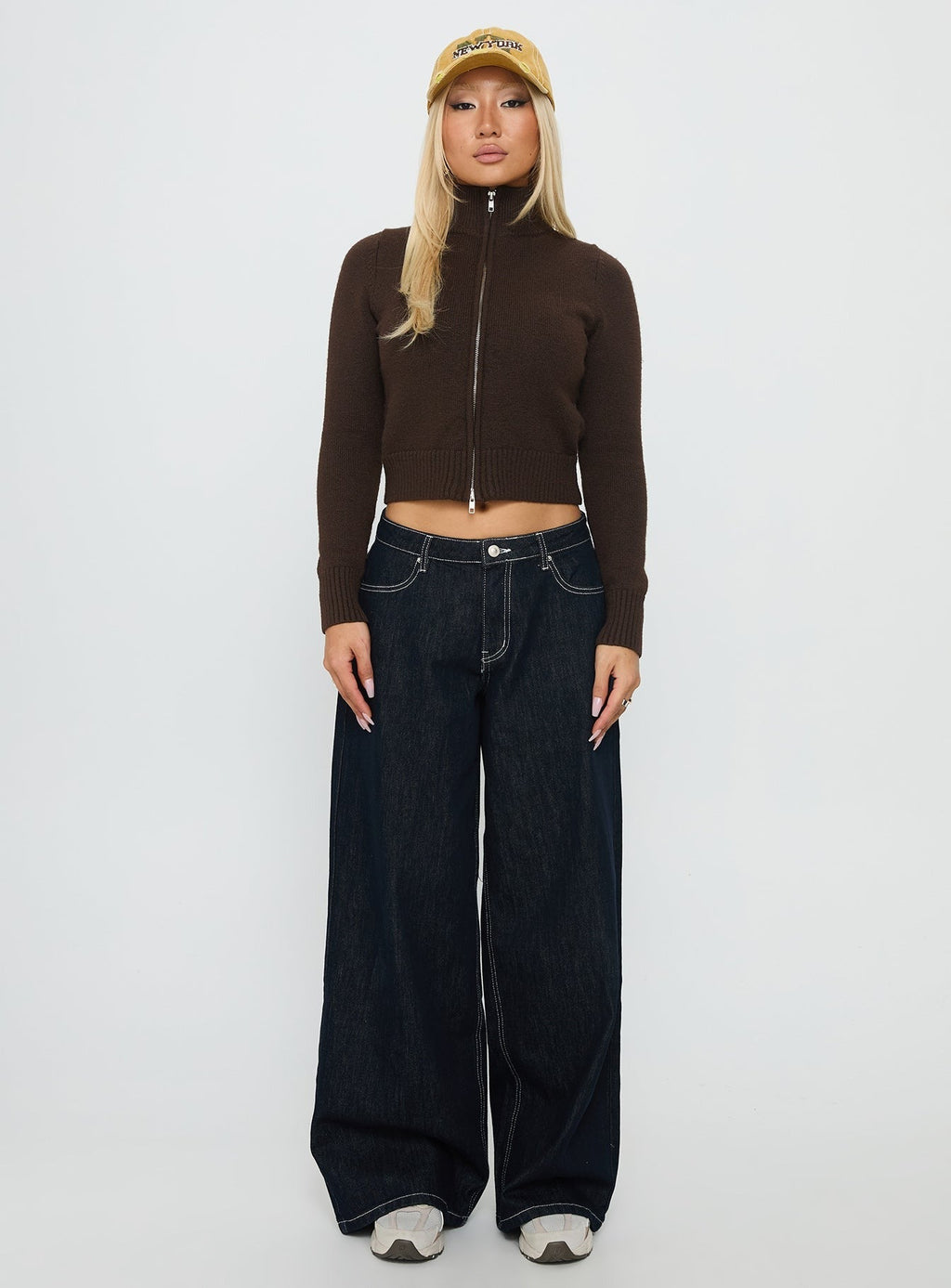 So Exclusive Zip Through Knit Jumper Brown