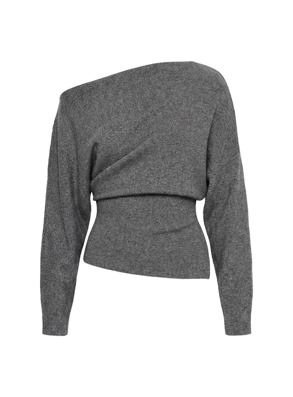 Kaelith Off shoulder Knit Sweater Dark Grey