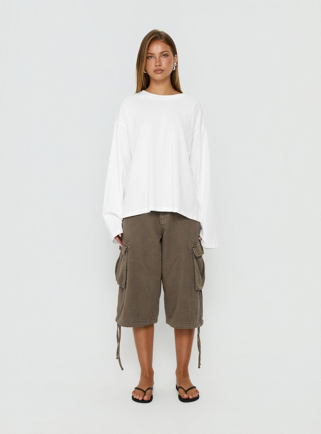 Settle Down Long Sleeve Top White