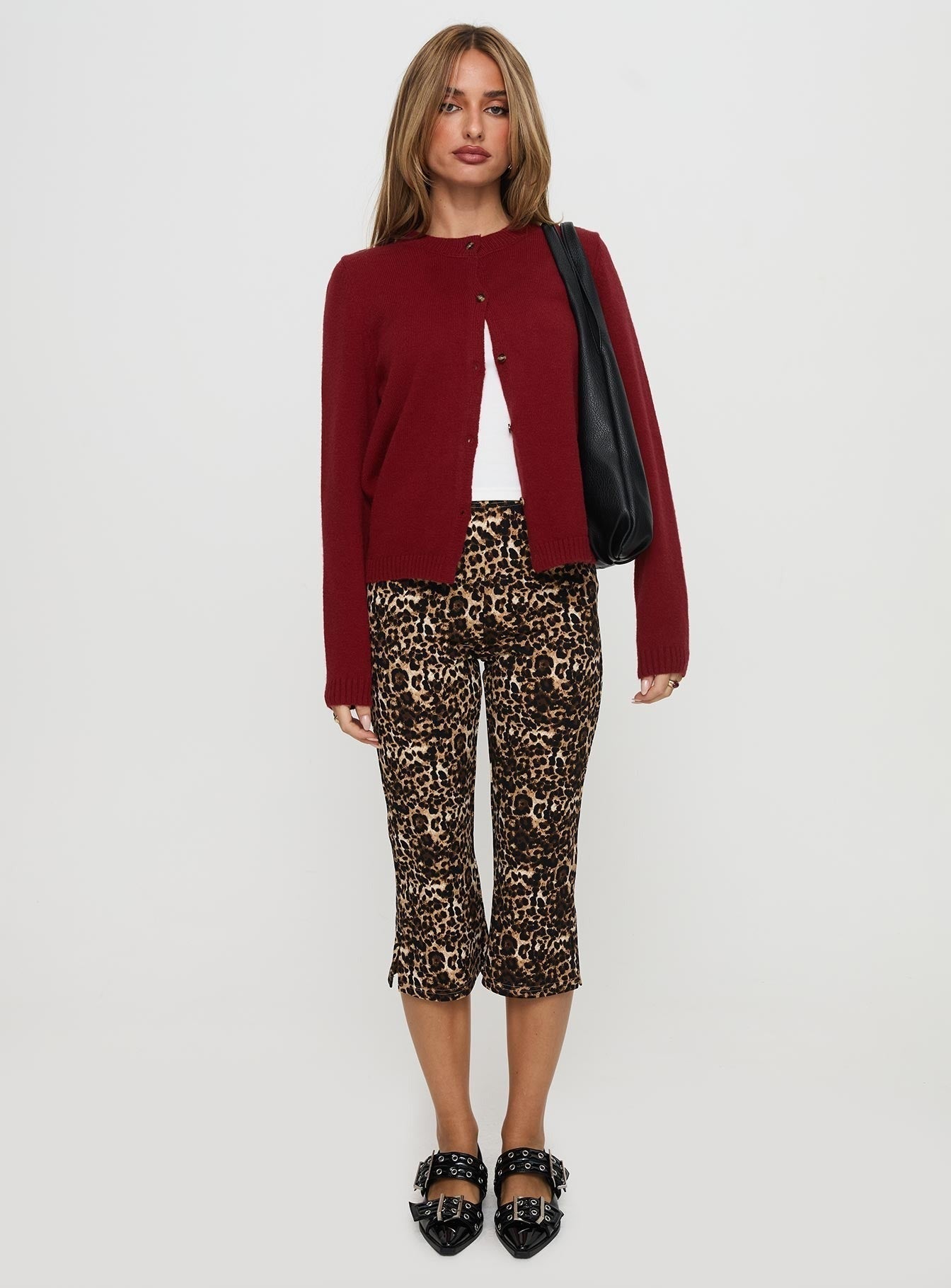 Arica Button Up Knit Cardigan Red