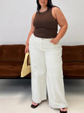 Naylor Mid Rise Wide Leg Jeans Cream Curve