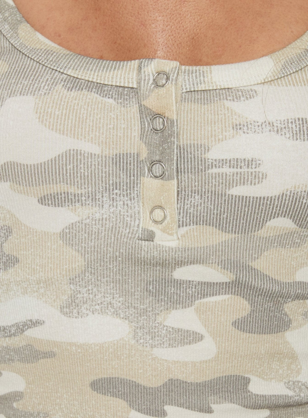 Islana Henley Tank Top Camo