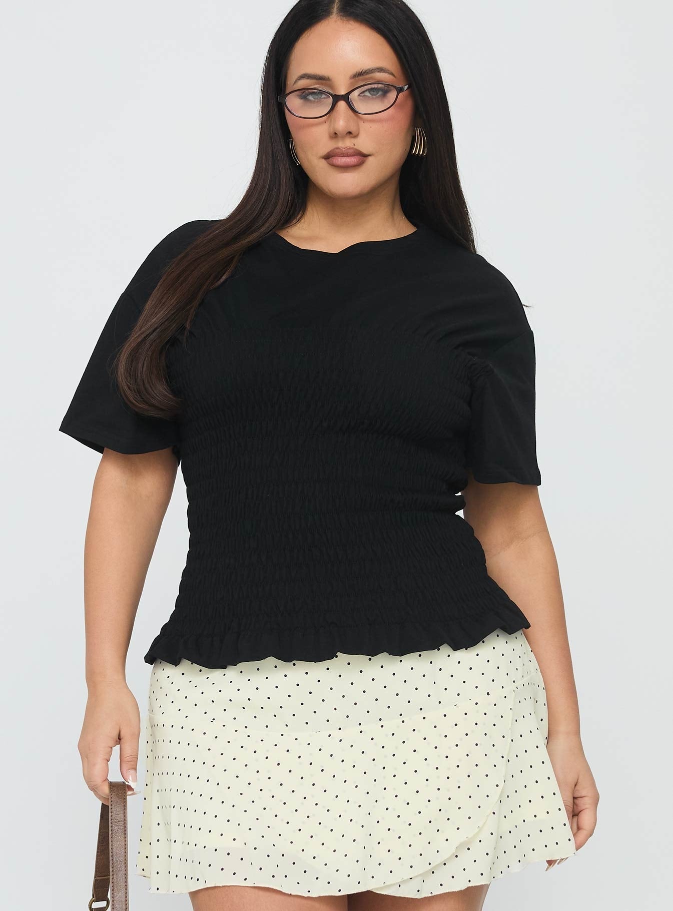 Maybe Tomorrow Ruched Top Black Curve