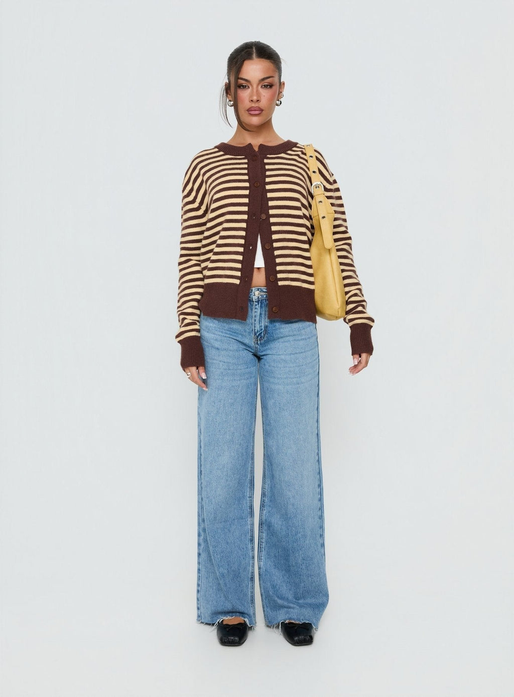 Melancholia Cardigan Brown / Lemon Stripe