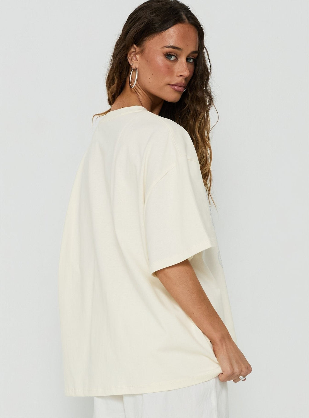 Soft Launch Stamp Oversized Graphic Tee Cream