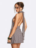 Ephron High Neck Playsuit Grey Stripe