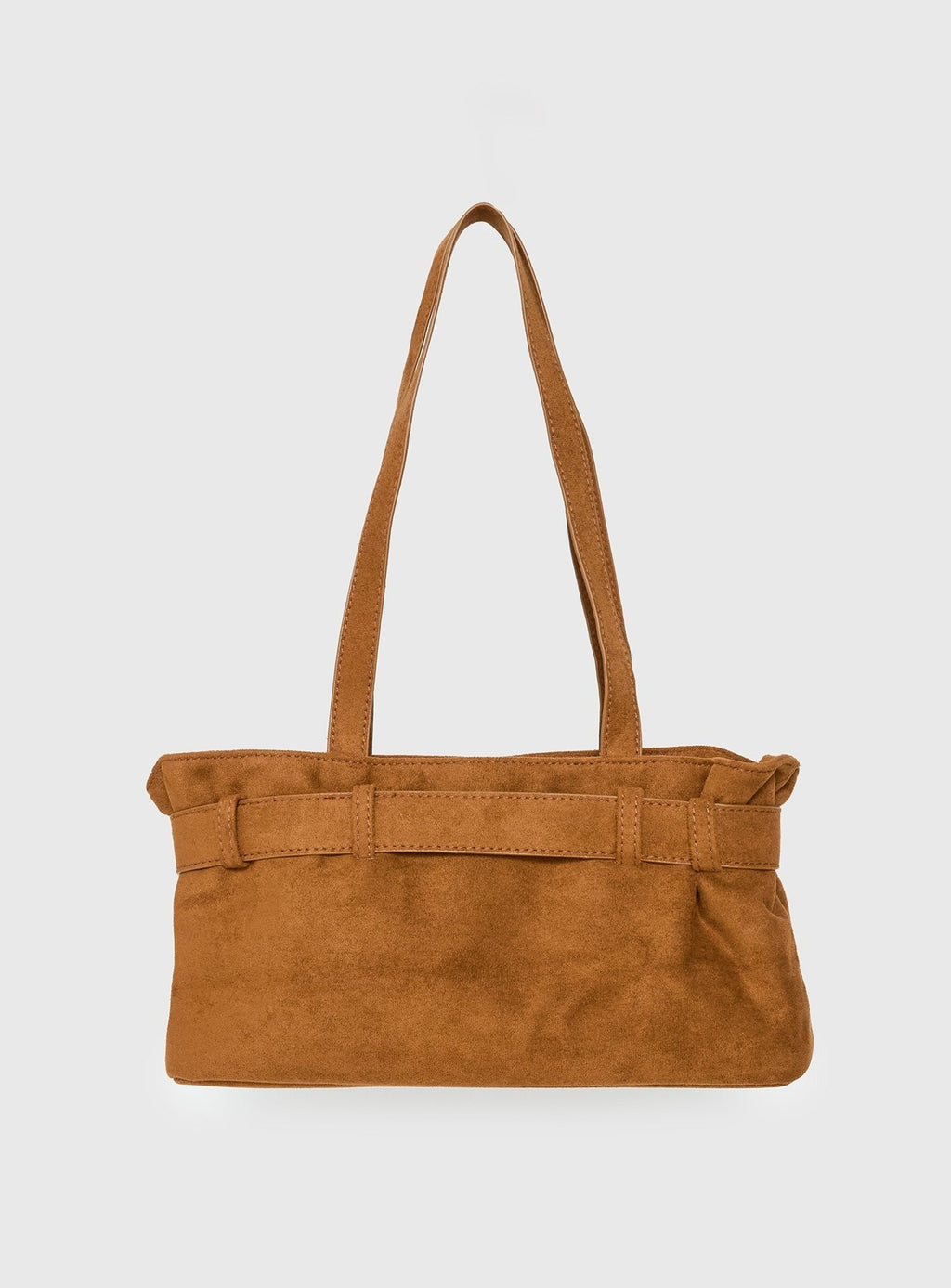 Views Of Capri Faux Suede Buckle Shoulder Bag Brown