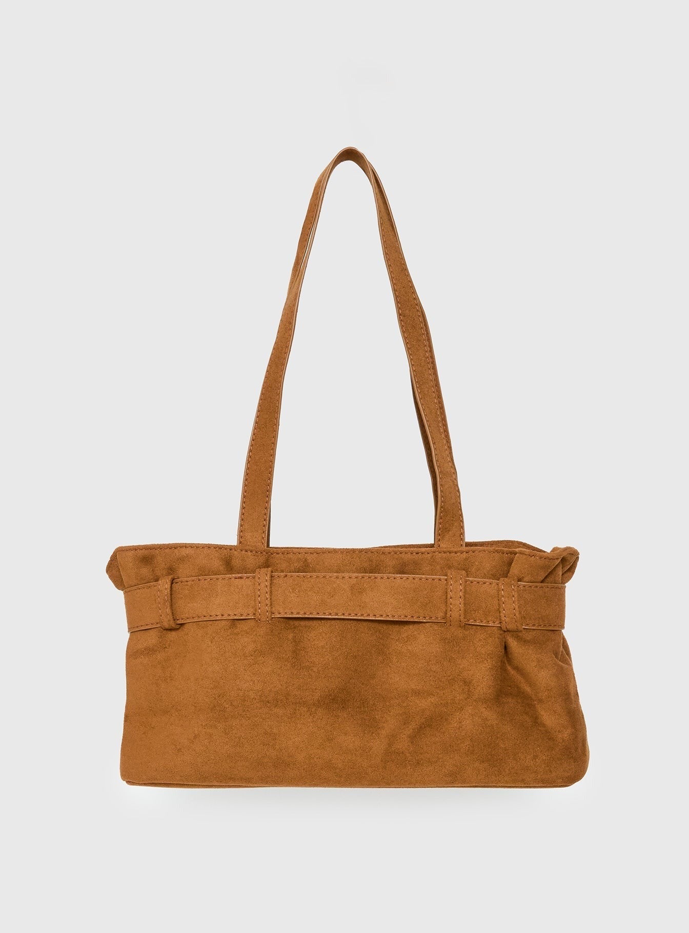 Views Of Capri Faux Suede Buckle Shoulder Bag Brown