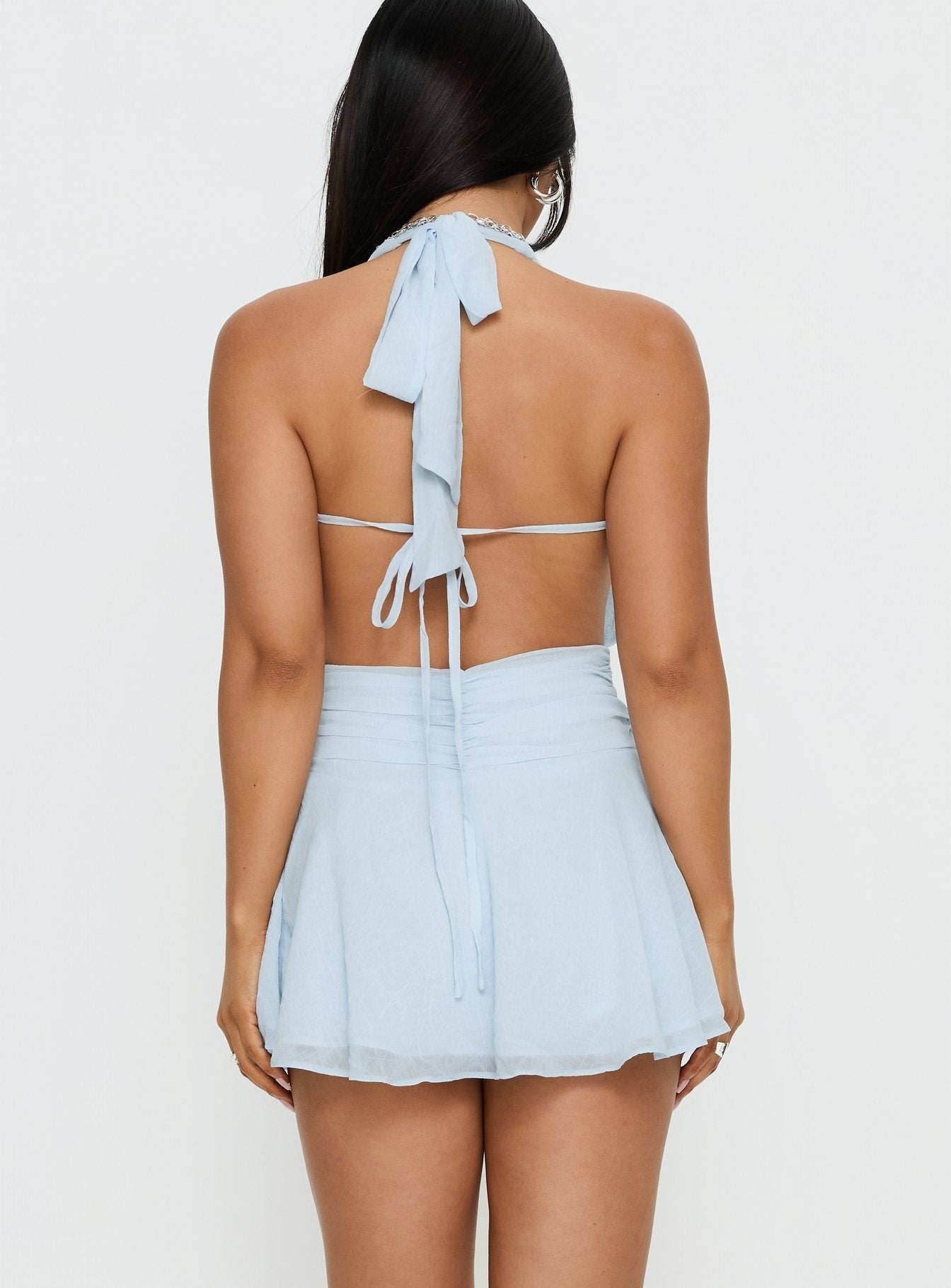 Lacinda Plunge Neck Romper Blue