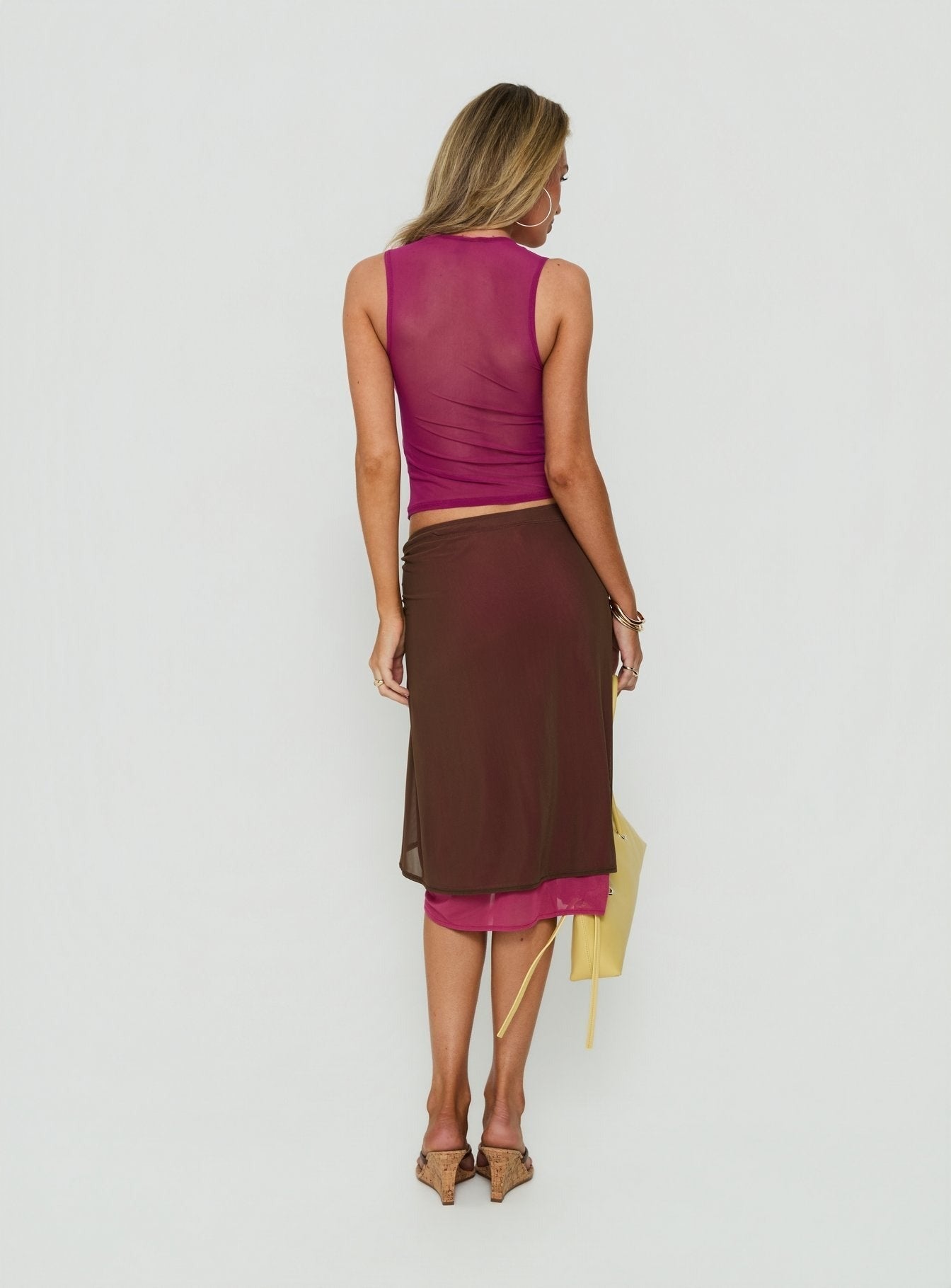 Erinhadi Midi Skirt Brown / Pink