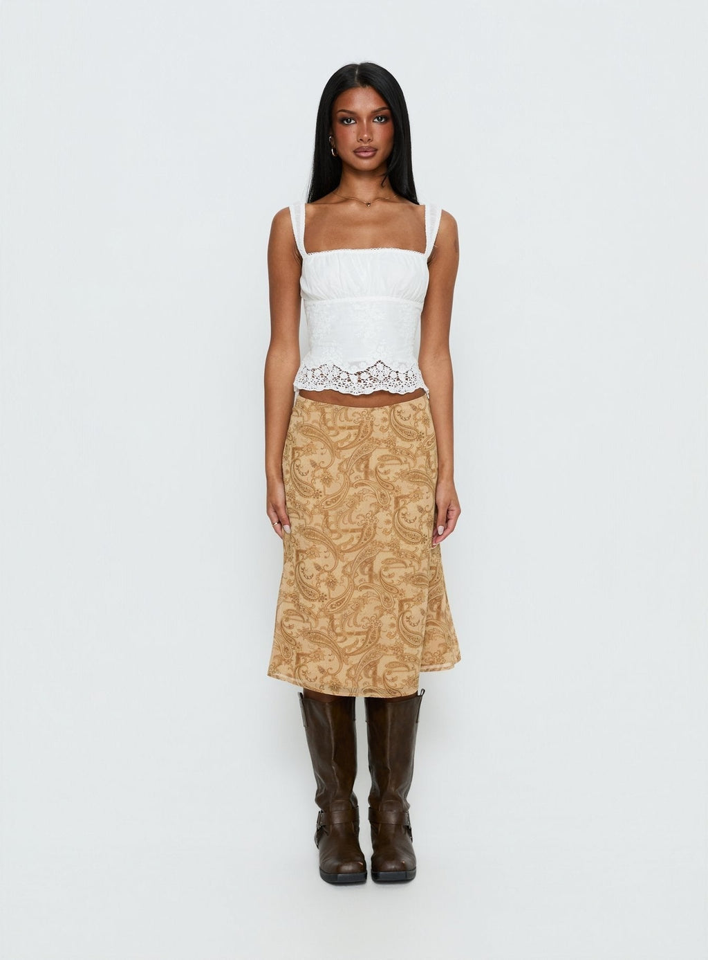Starlina Lace Trim Cami Top White
