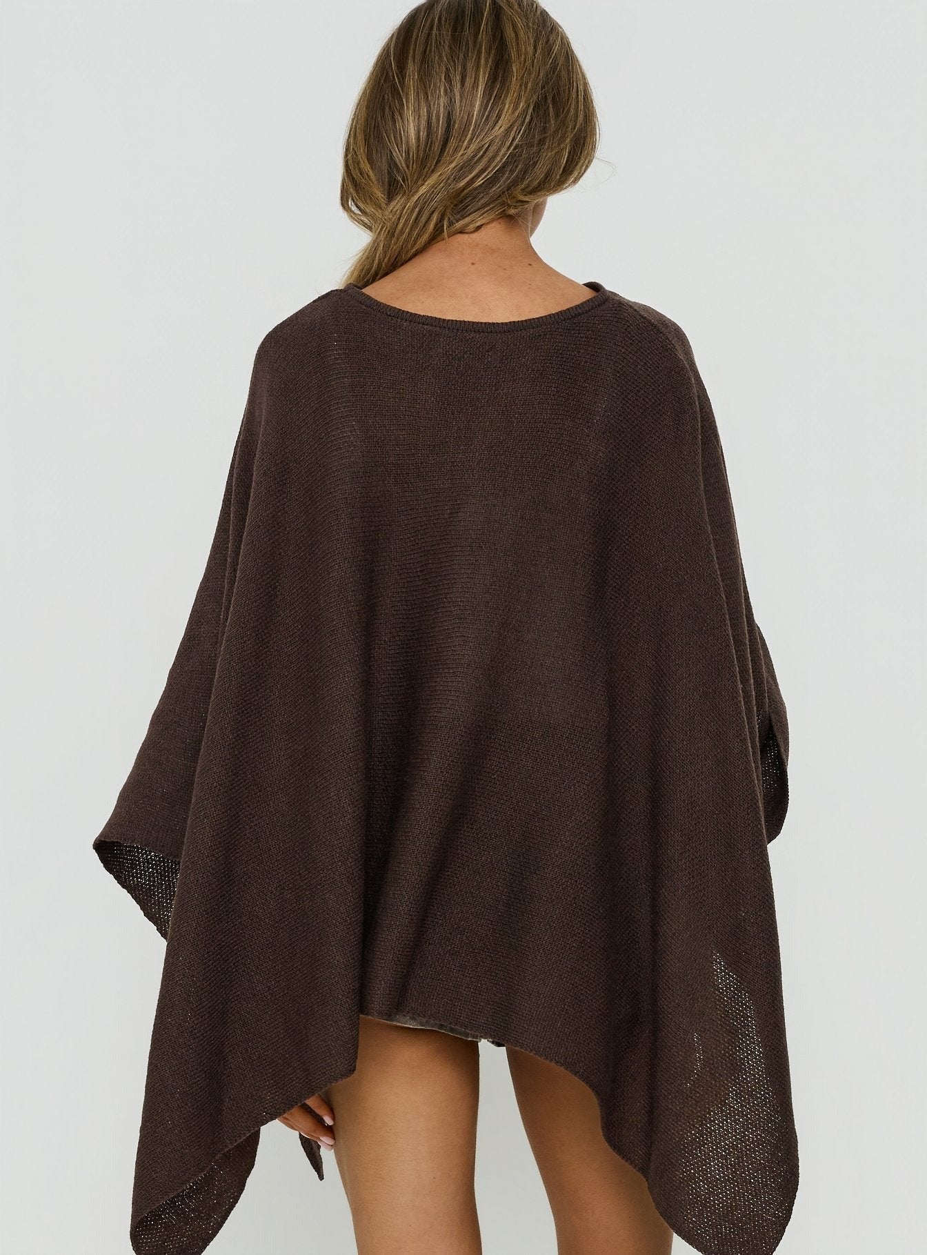 Elvidia Batwing Knit Sweater Brown