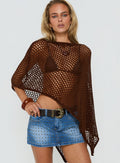 Skylor Sheer Off Shoulder Poncho Brown