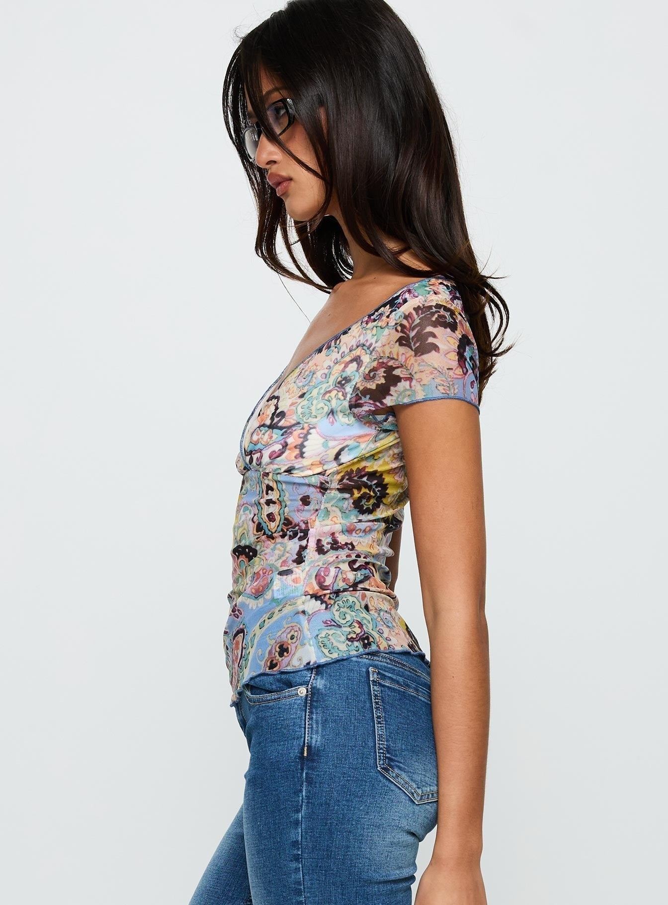 Jaceon Cross Front Top Multi Paisley