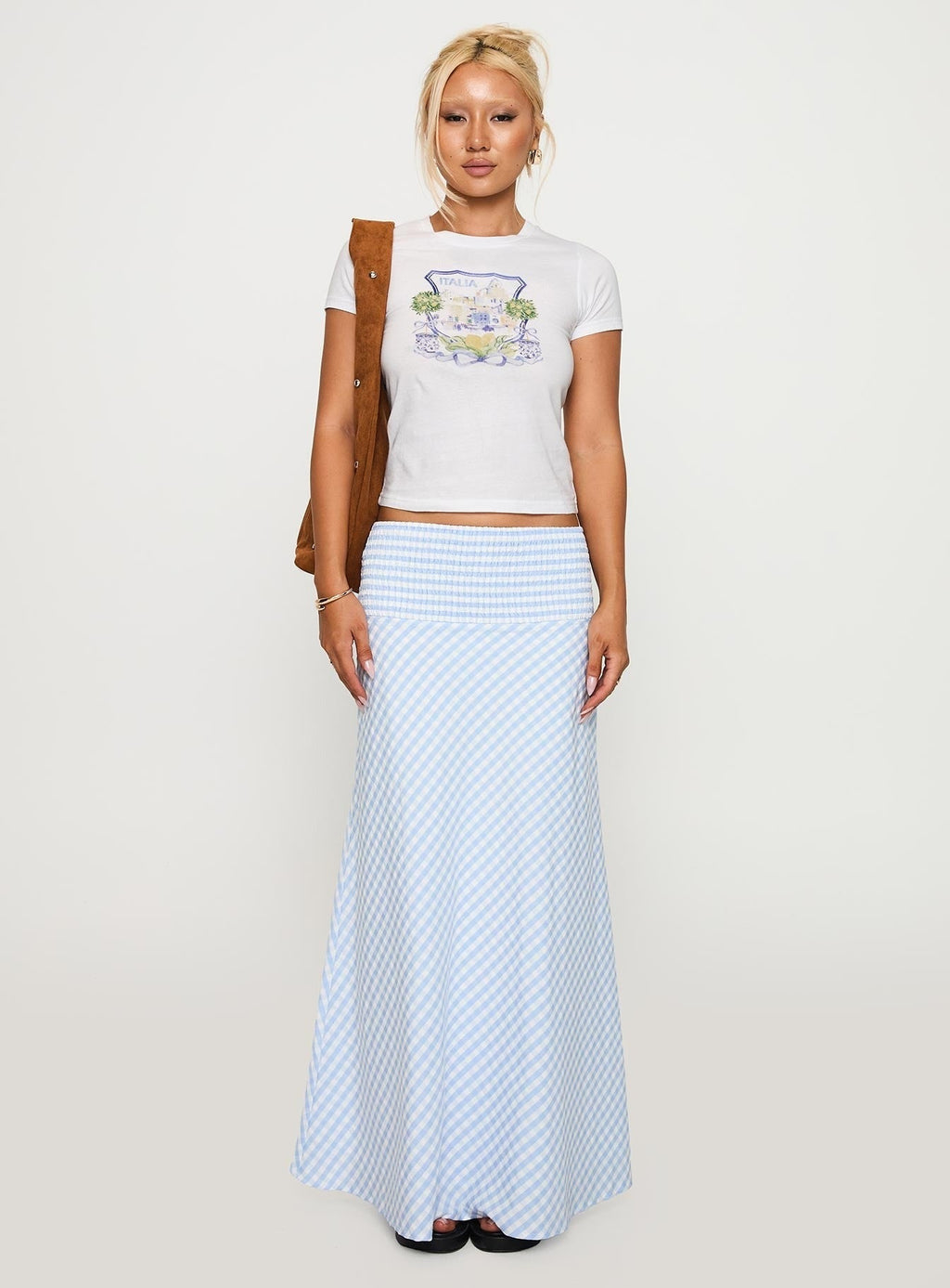 Italia Lemon Bow Graphic Top White