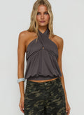 Harpah Cross Front Blouson Top Grey