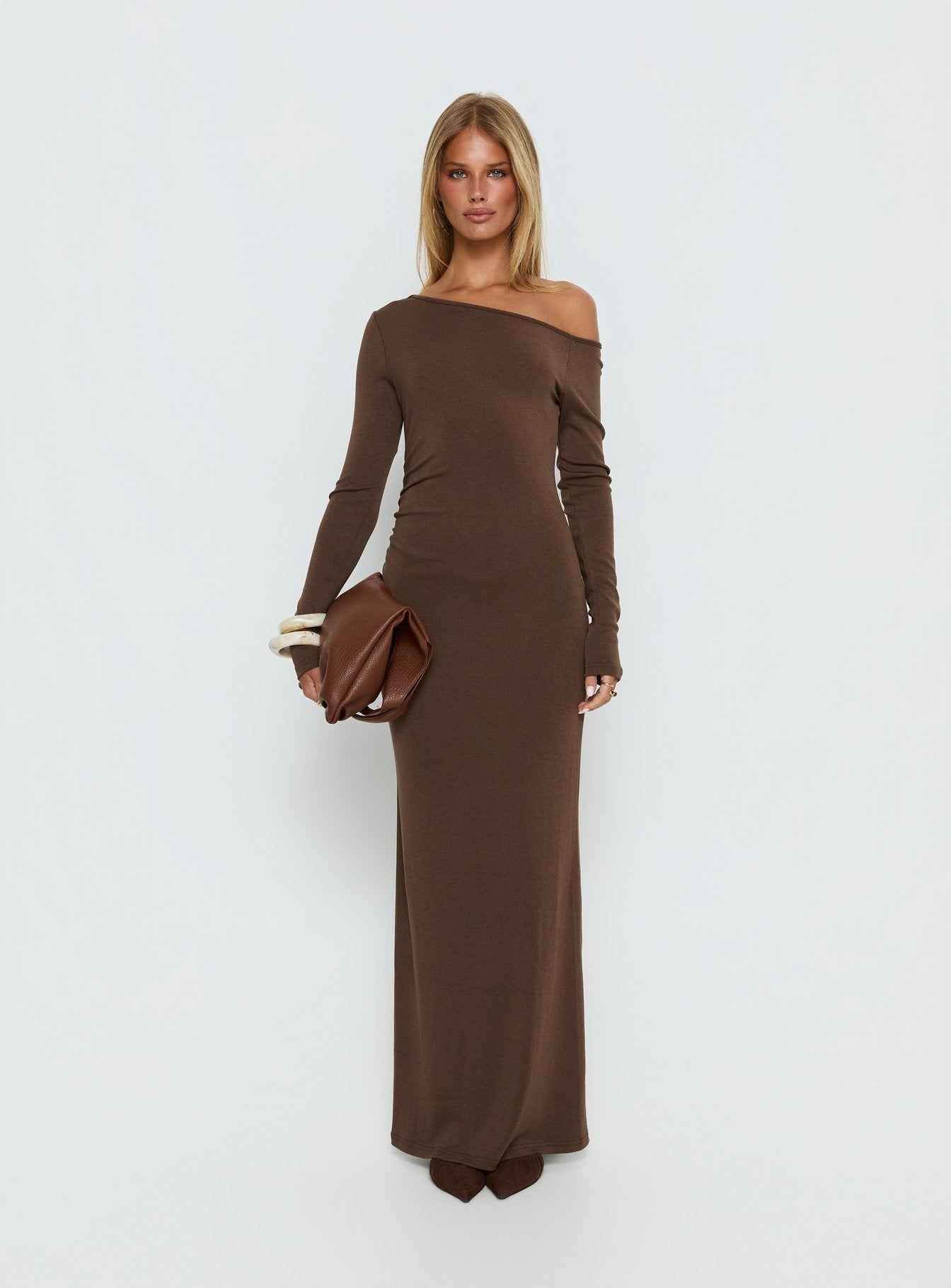 Allycia Long Sleeve Maxi Dress Brown