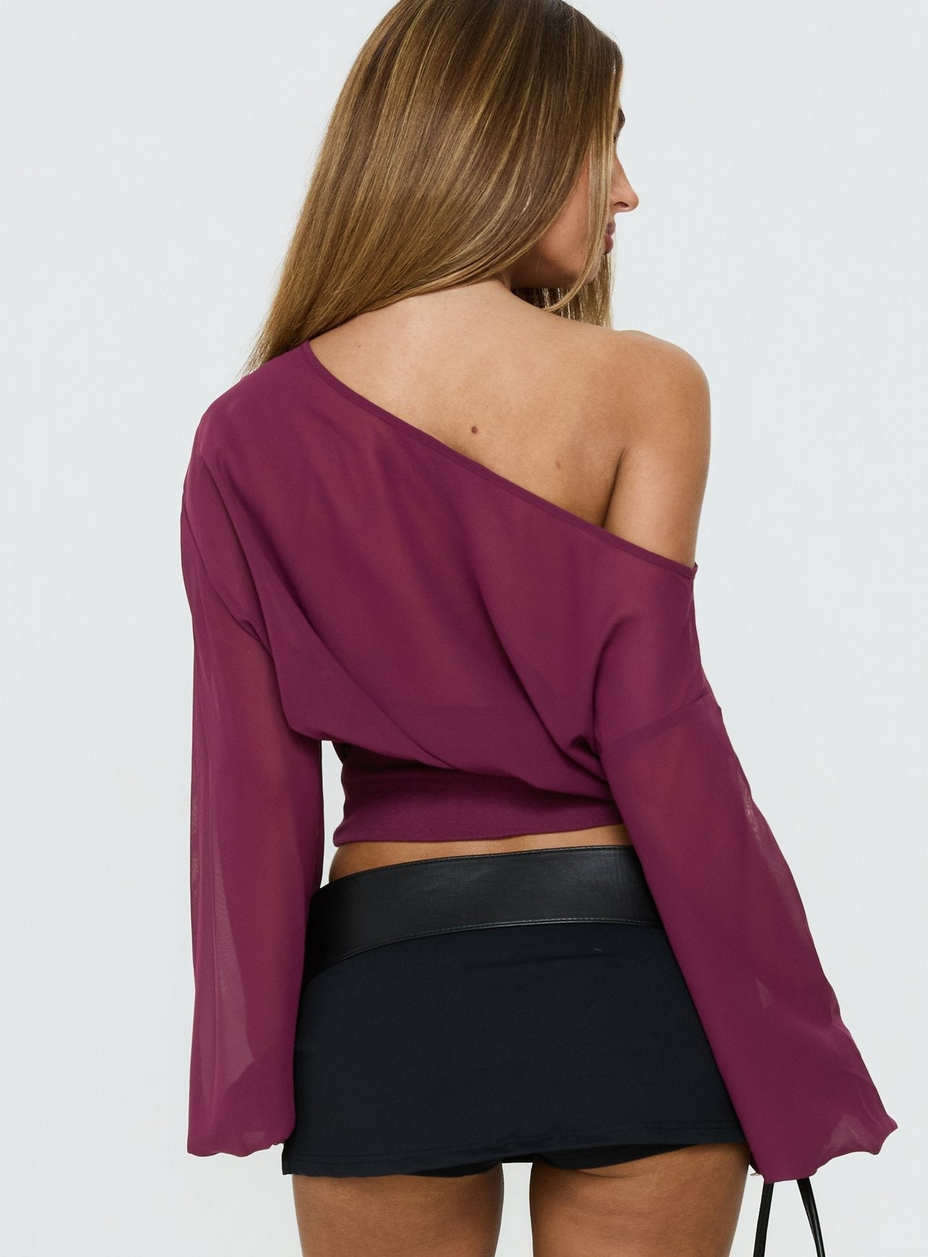 Idalina Slouchy Chiffon Blouse Plum
