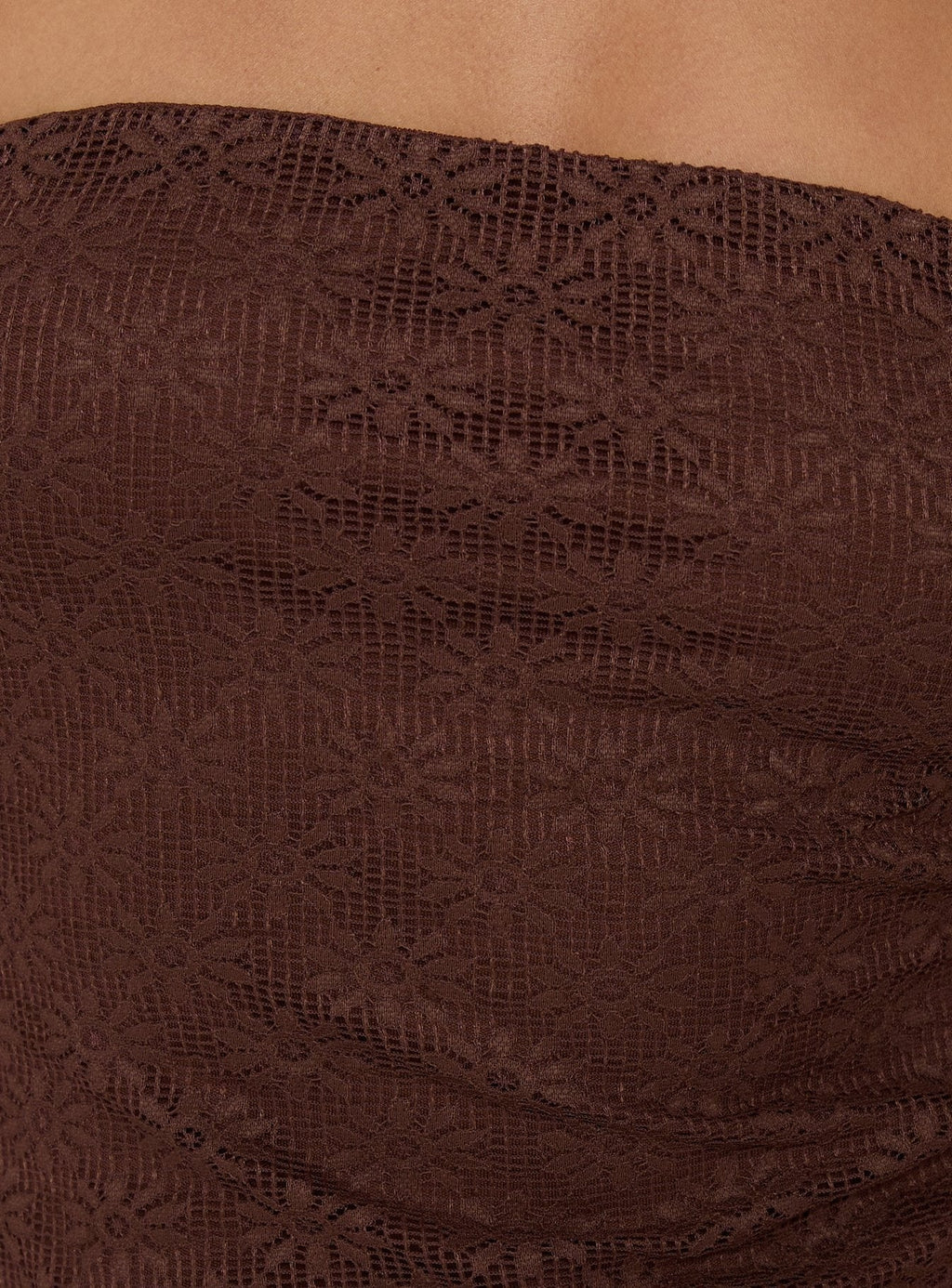 Cavalier Strapless Lace Mini Dress Chocolate