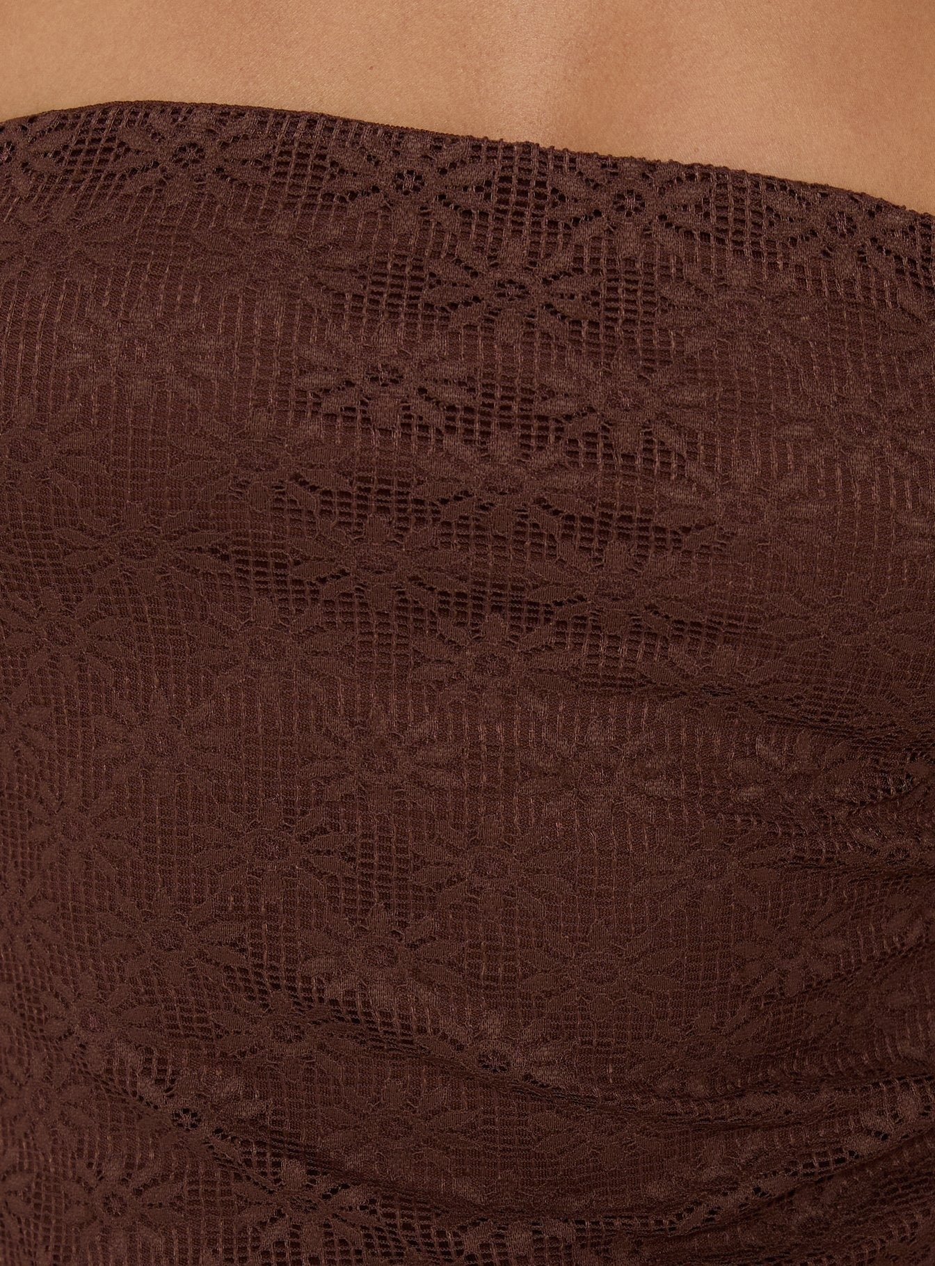 Cavalier Strapless Lace Mini Dress Chocolate
