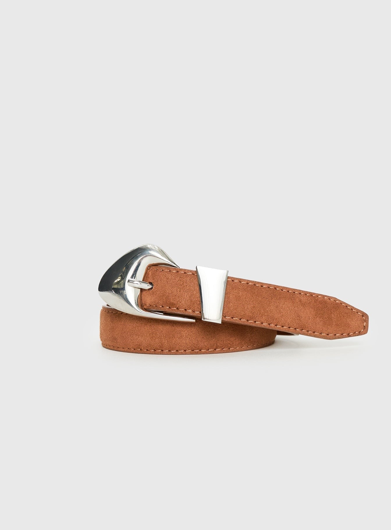 You're Strong Belt Faux Suede Brown / Silver