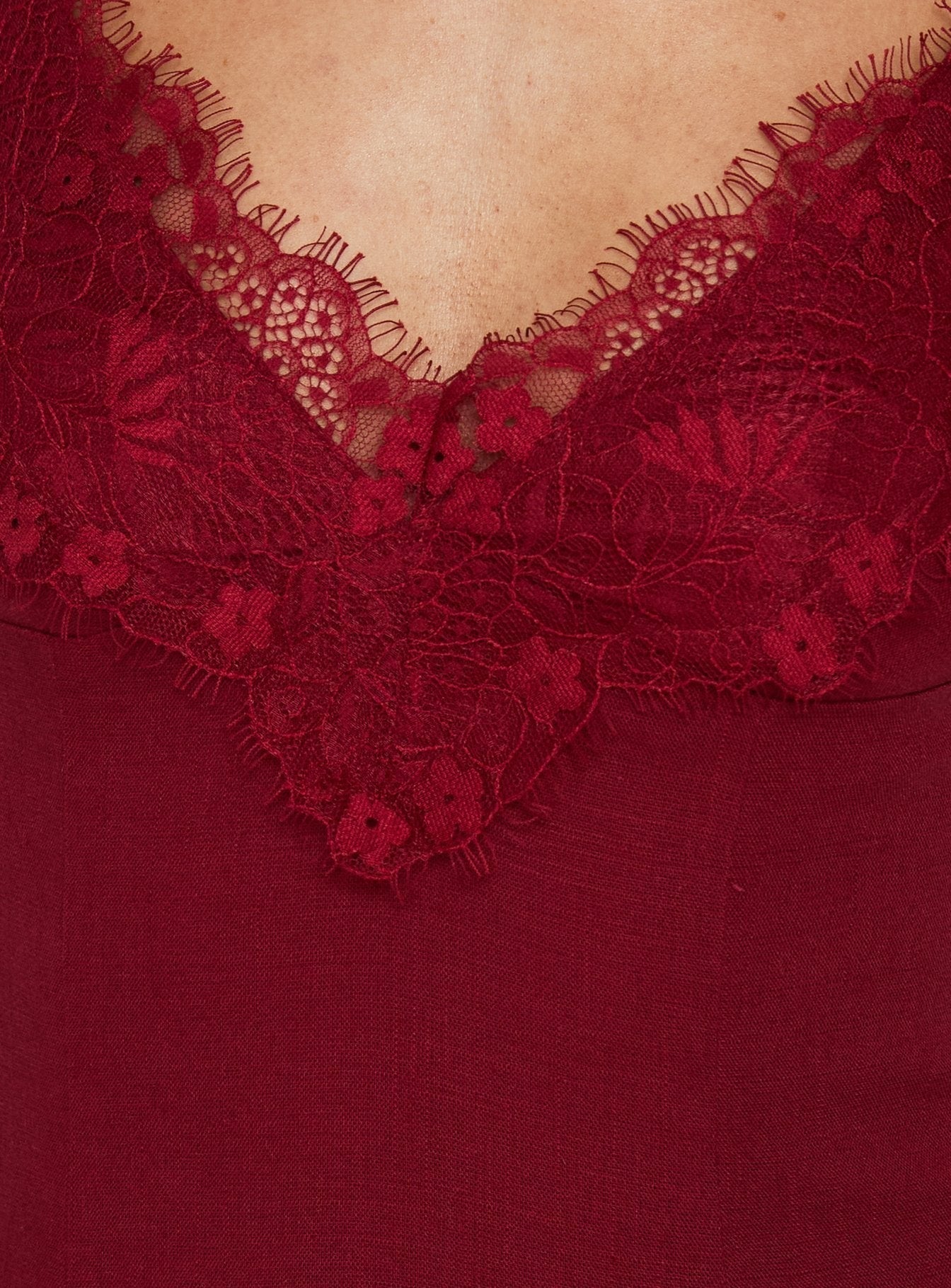 Bloomie Lace Godet Mini Dress Cherry Lacquer