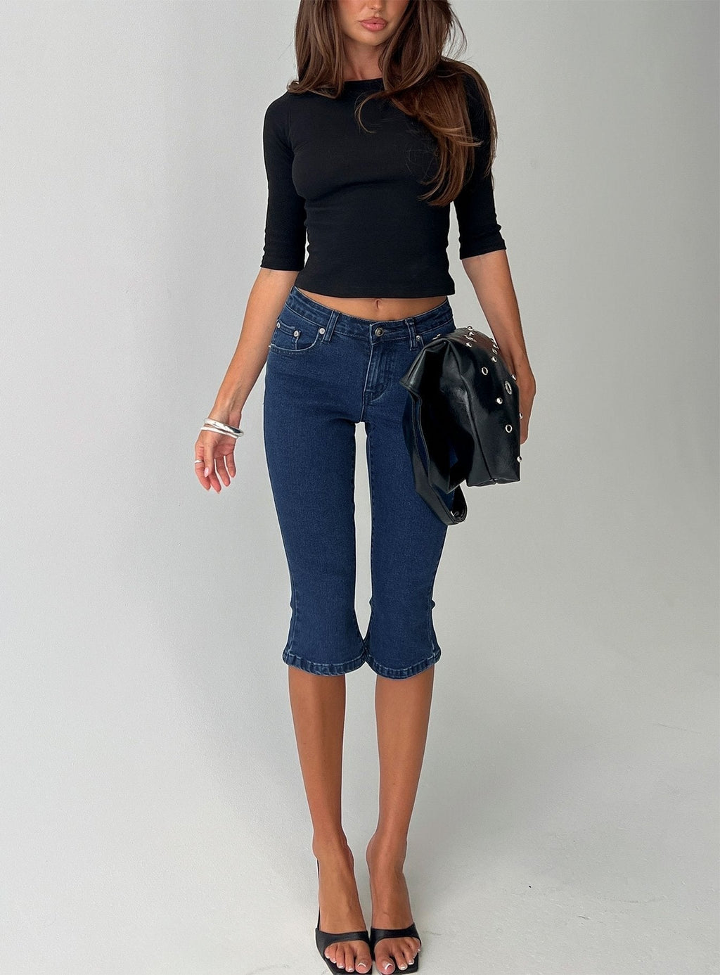 Kissimo Kick Flare Capri Pants Indigo Blue