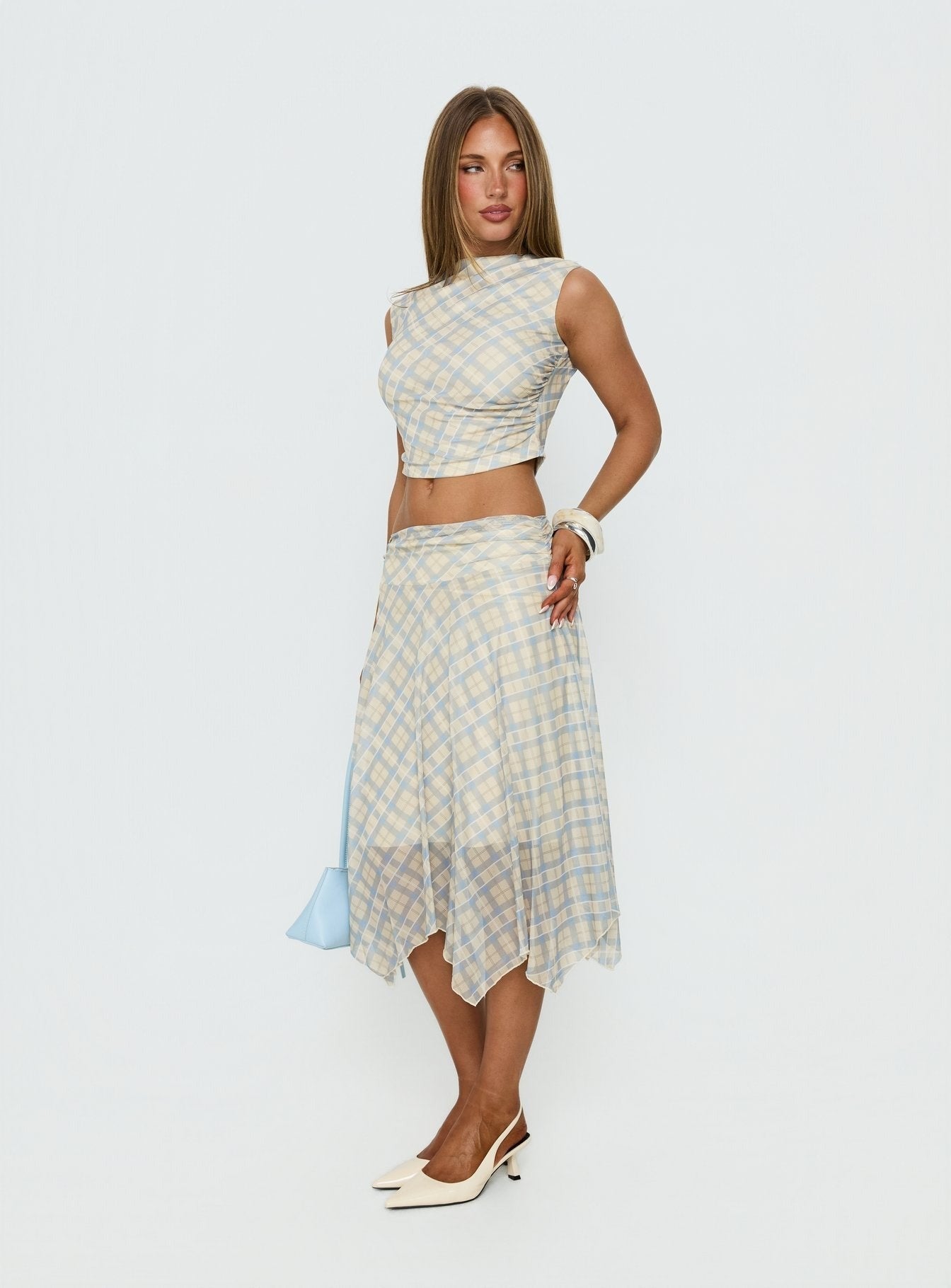 In My Lane Ruched Waist Midi Skirt Multi