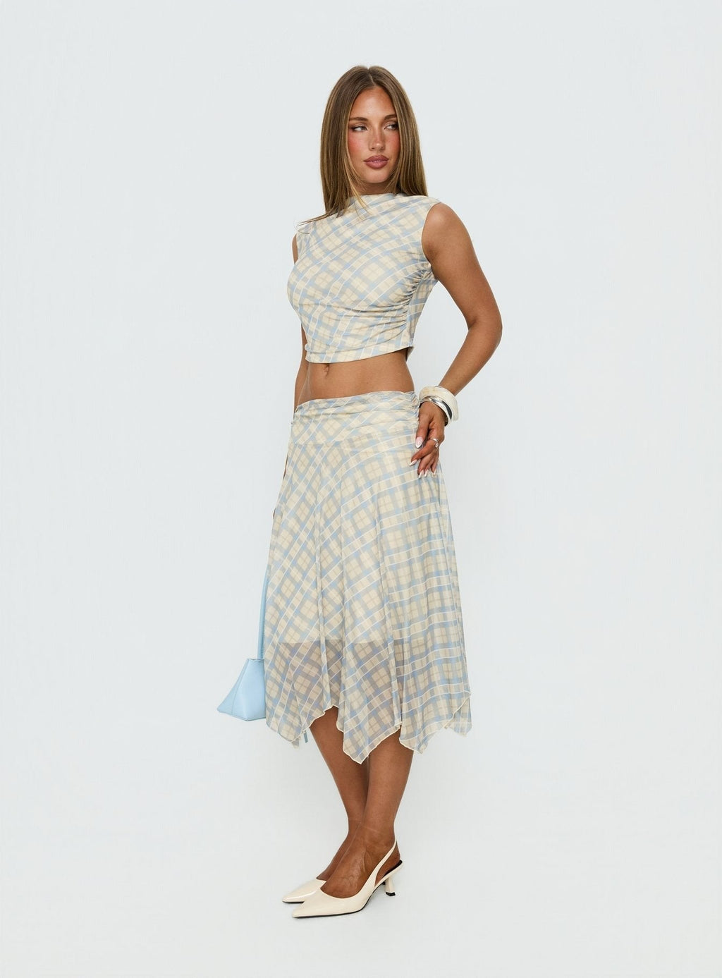 In My Lane Ruched Waist Midi Skirt Multi