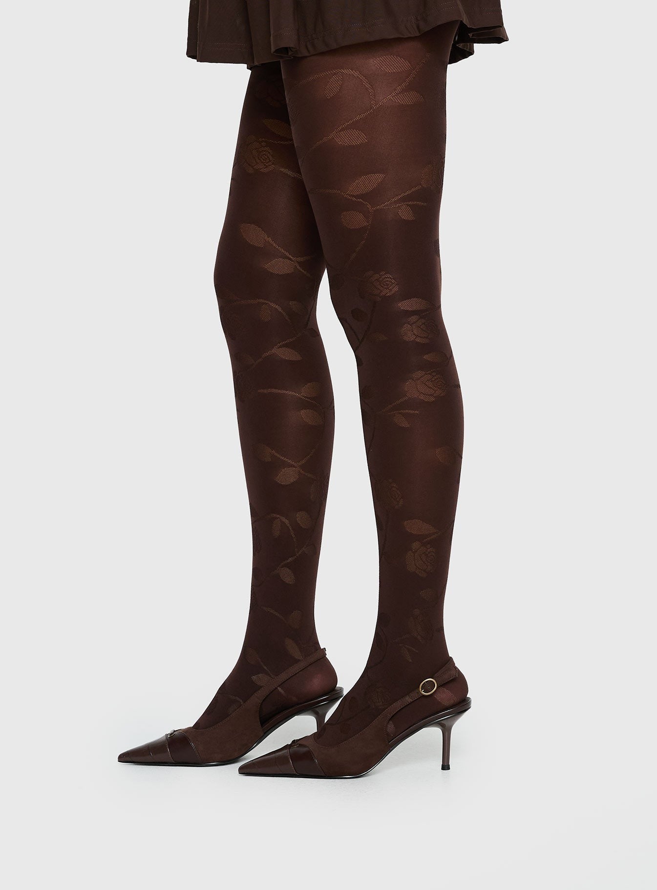 Pomeline Floral Tights Brown
