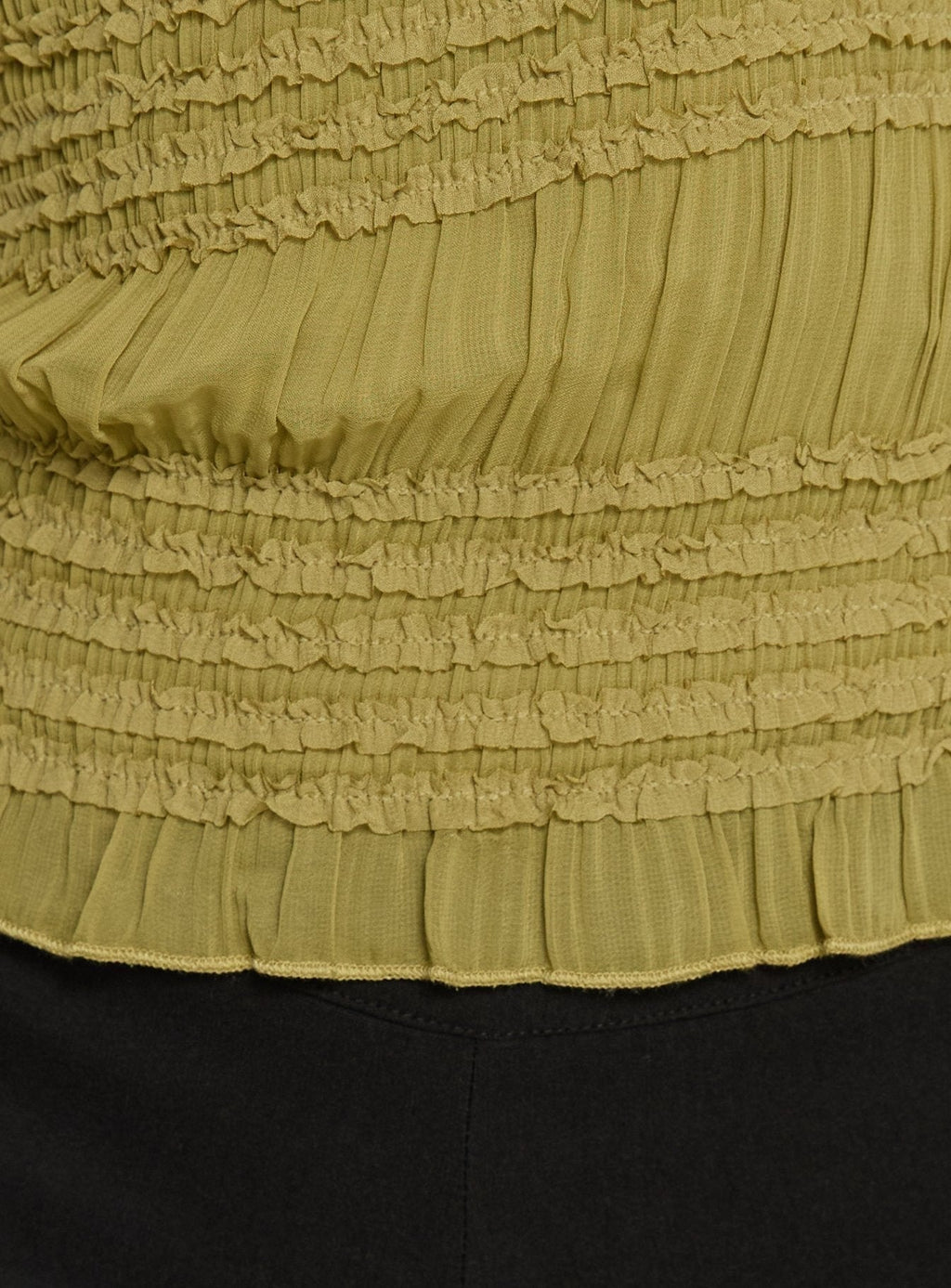 Talyn Cap Sleeve Frill Top Olive