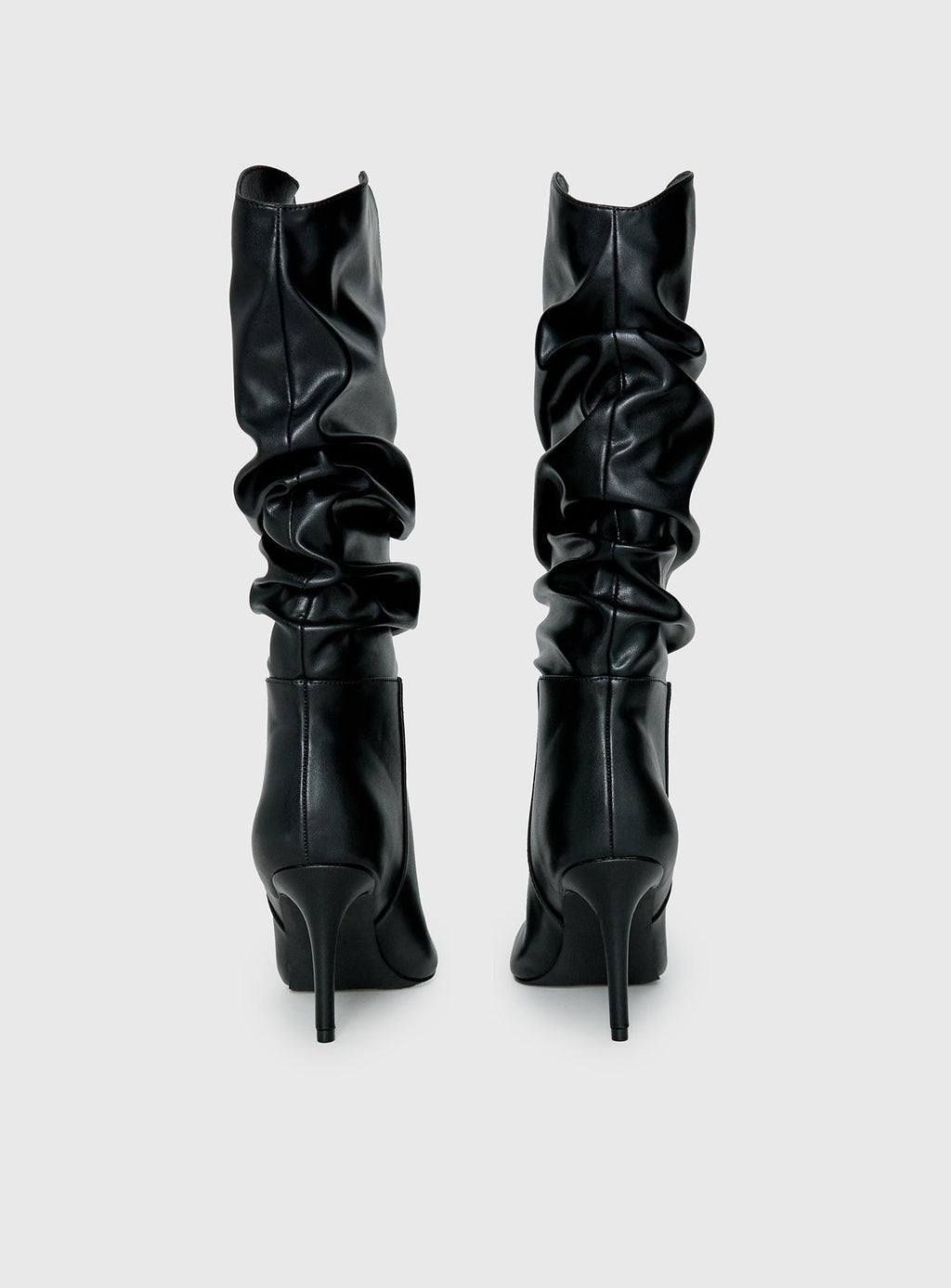 Pop Style Scrunched Pointed Toe Boots Black
