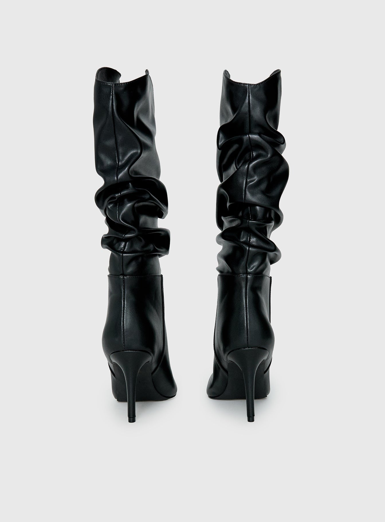 Pop Style Scrunched Pointed Toe Boots Black