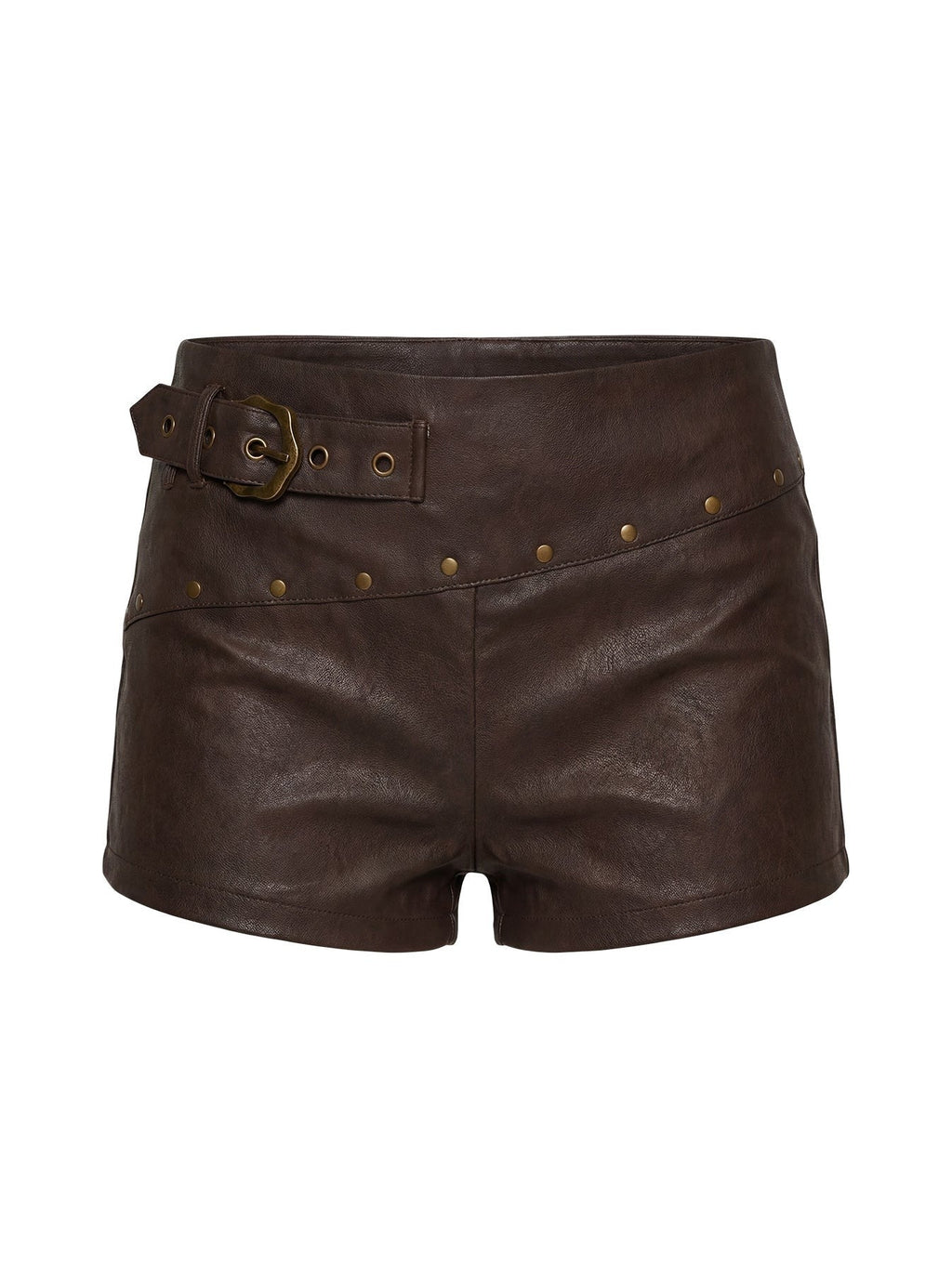 Romey Studded Micro Shorts Charcoal Brown