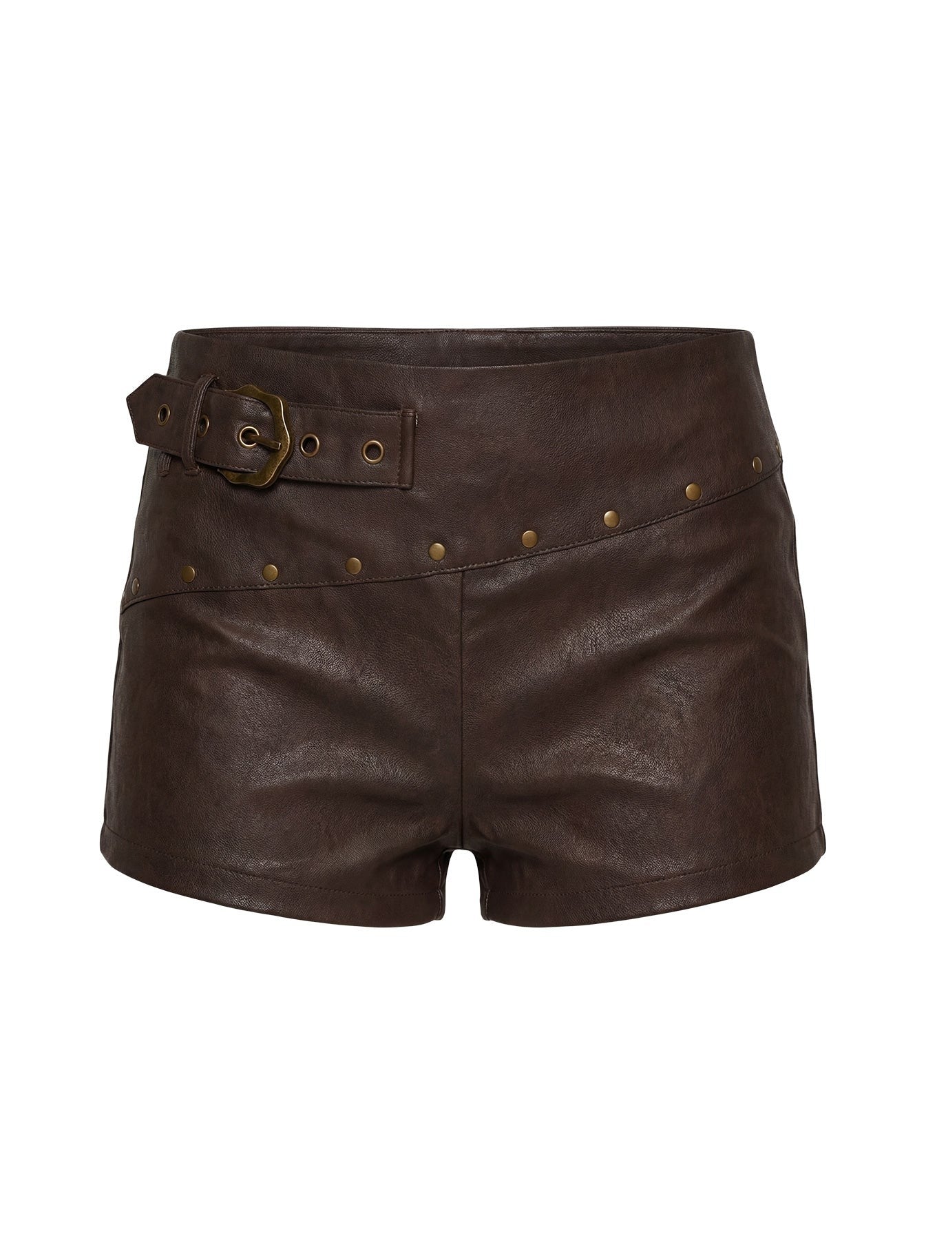 Romey Studded Micro Shorts Charcoal Brown