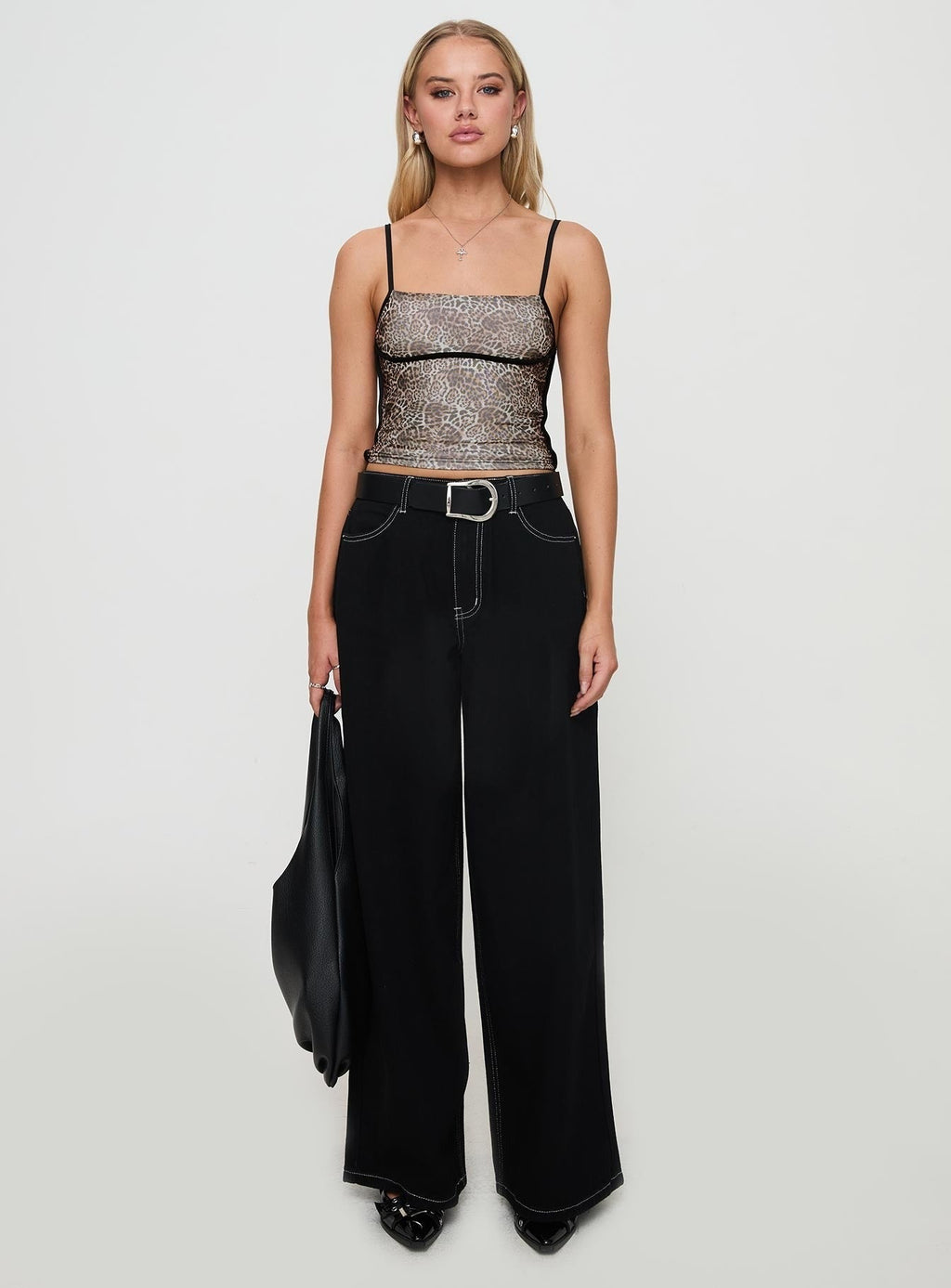 Naylor Mid Rise Wide Leg Jeans Mid Black