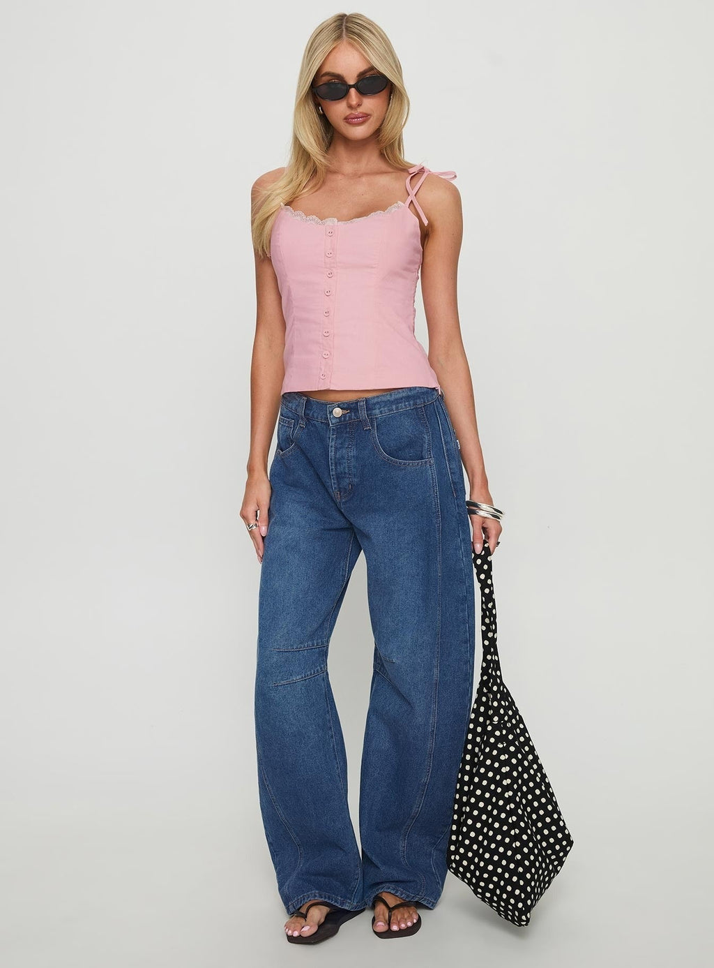 Dalanie Tie Strap Top Dusty Pink