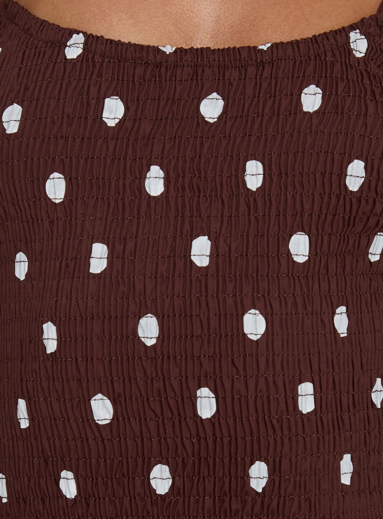 Ryna Scoop Maxi Dress Brown Polka Dot