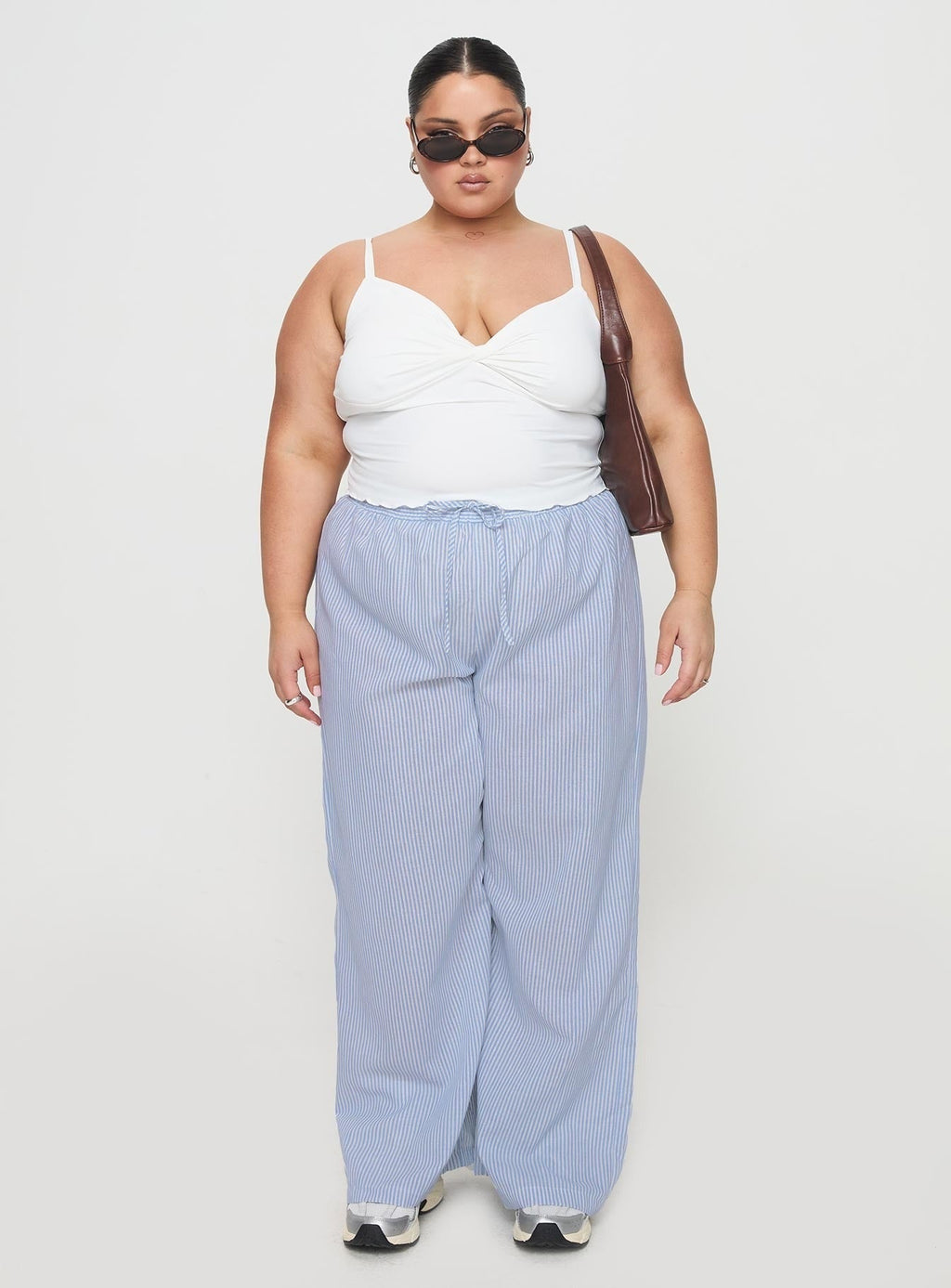 Holiday Tie Front Pant Blue / White Stripe Curve