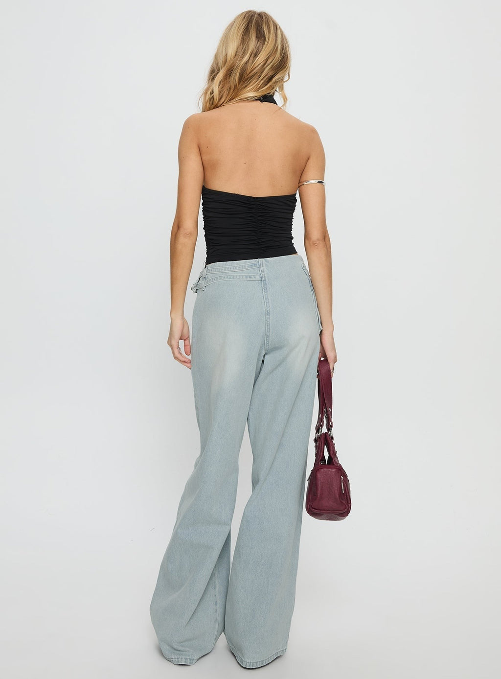 Paltrow Mid Rise Wide Leg Cargo Jeans Black
