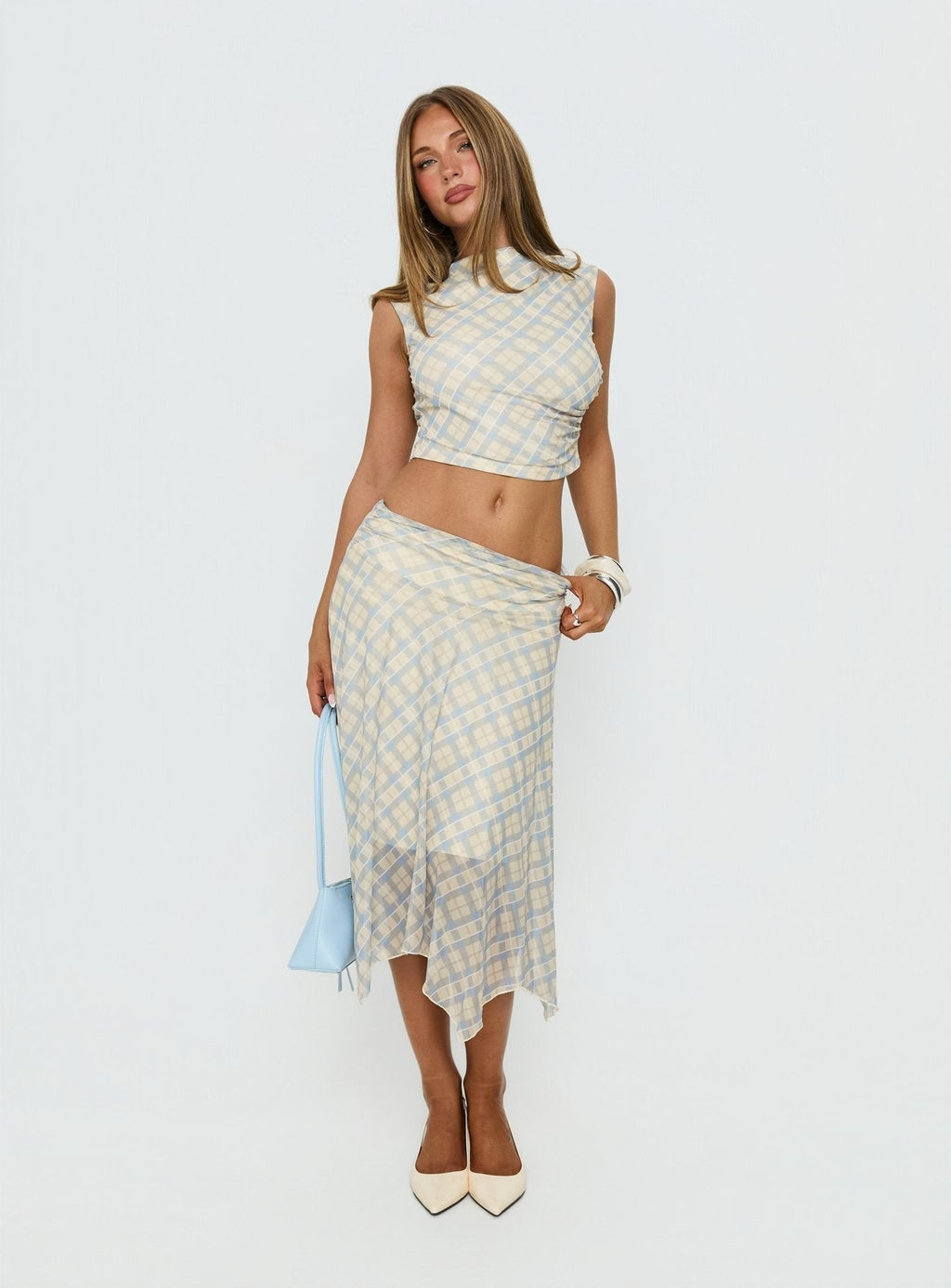 In My Lane Ruched Waist Midi Skirt Multi