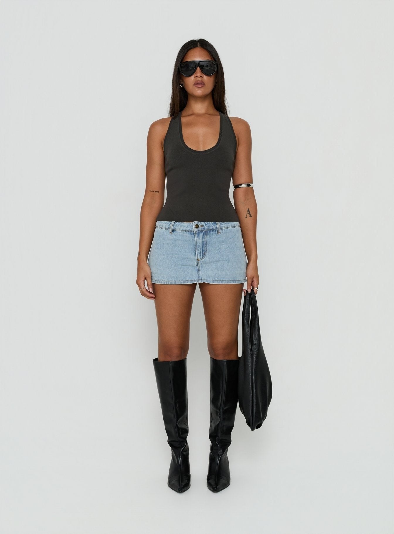 Solanah Knit Tank Top Charcoal