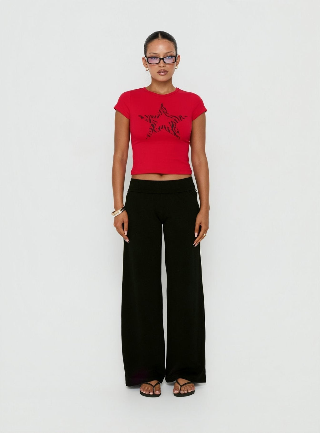Rebel Star Graphic Baby Tee Red