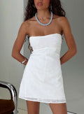 Glenne Strapless Embroidered Romper White