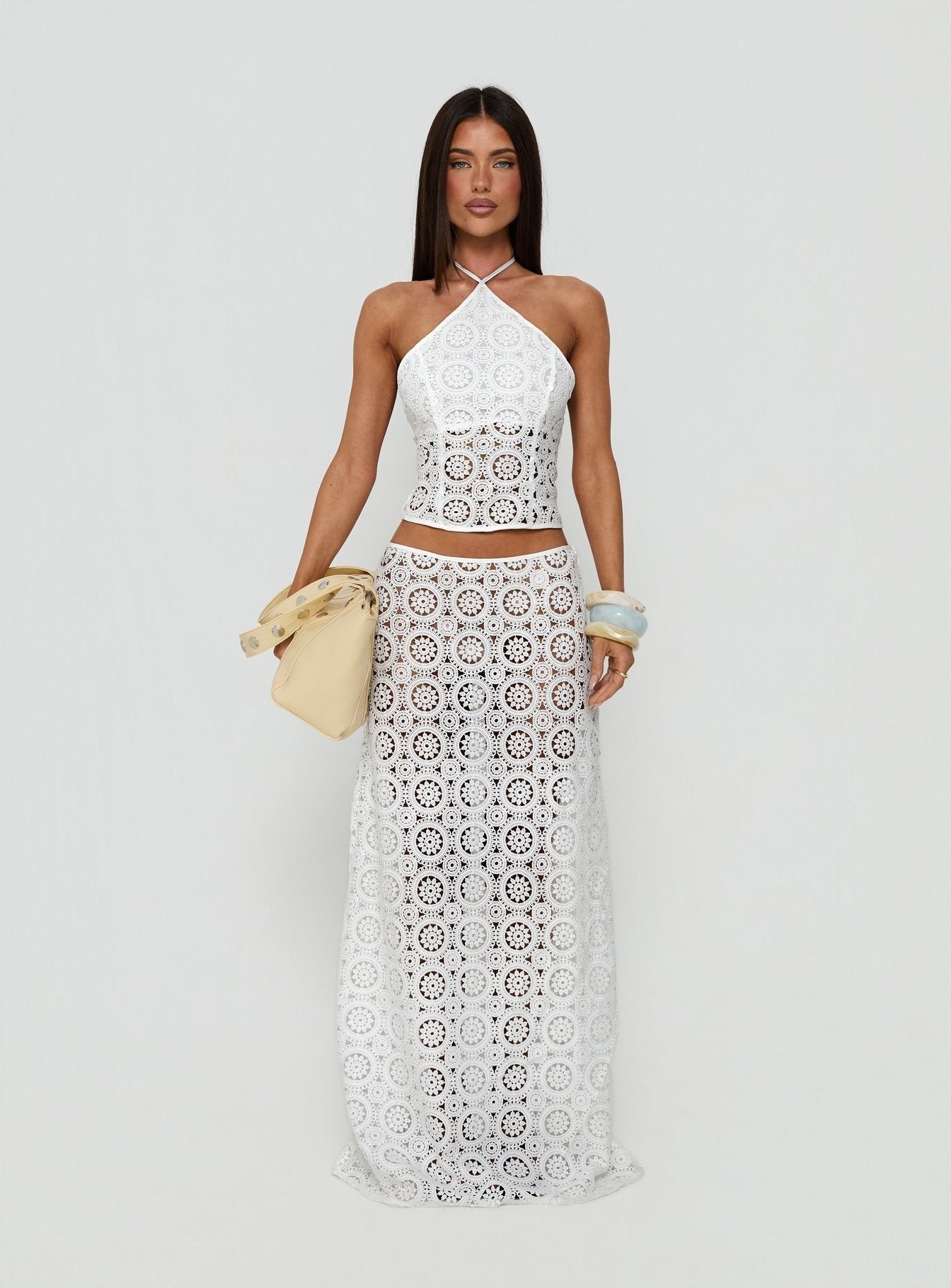 Starting Fresh Crochet Arrowneck Top White